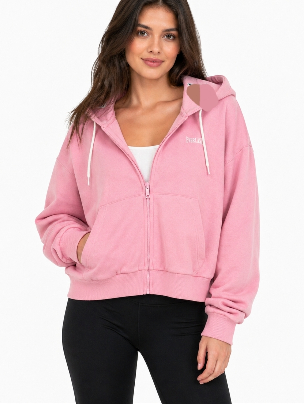 Everlast ($80) Bubblegum Pink Cropped Zip Hoodie Oversized Athleisure Sweatshirt